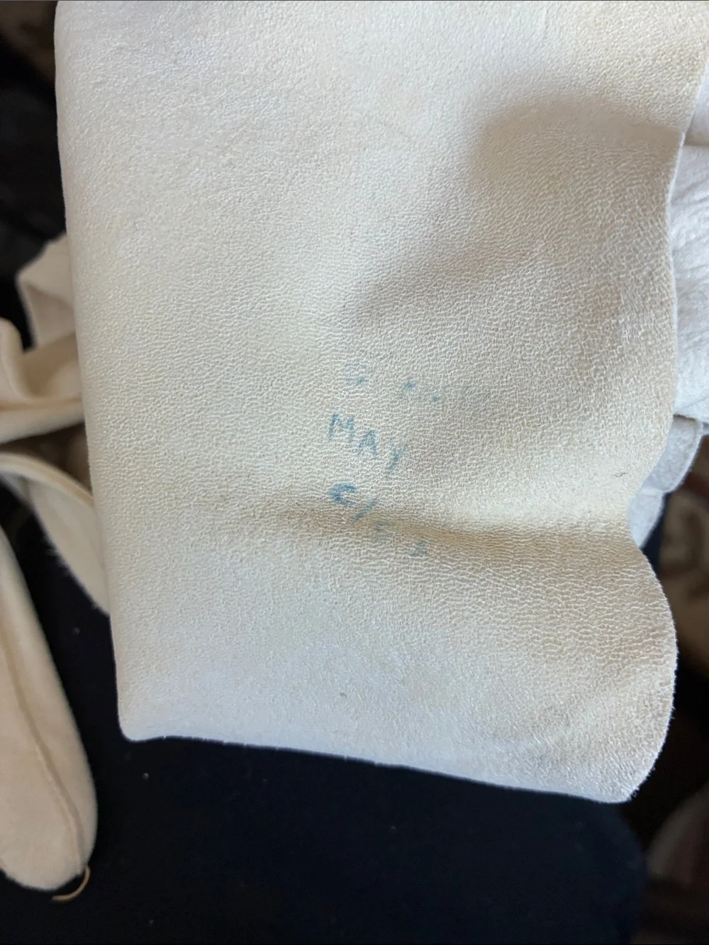 Vintage White Kid Leather Long Gloves with Button Detail